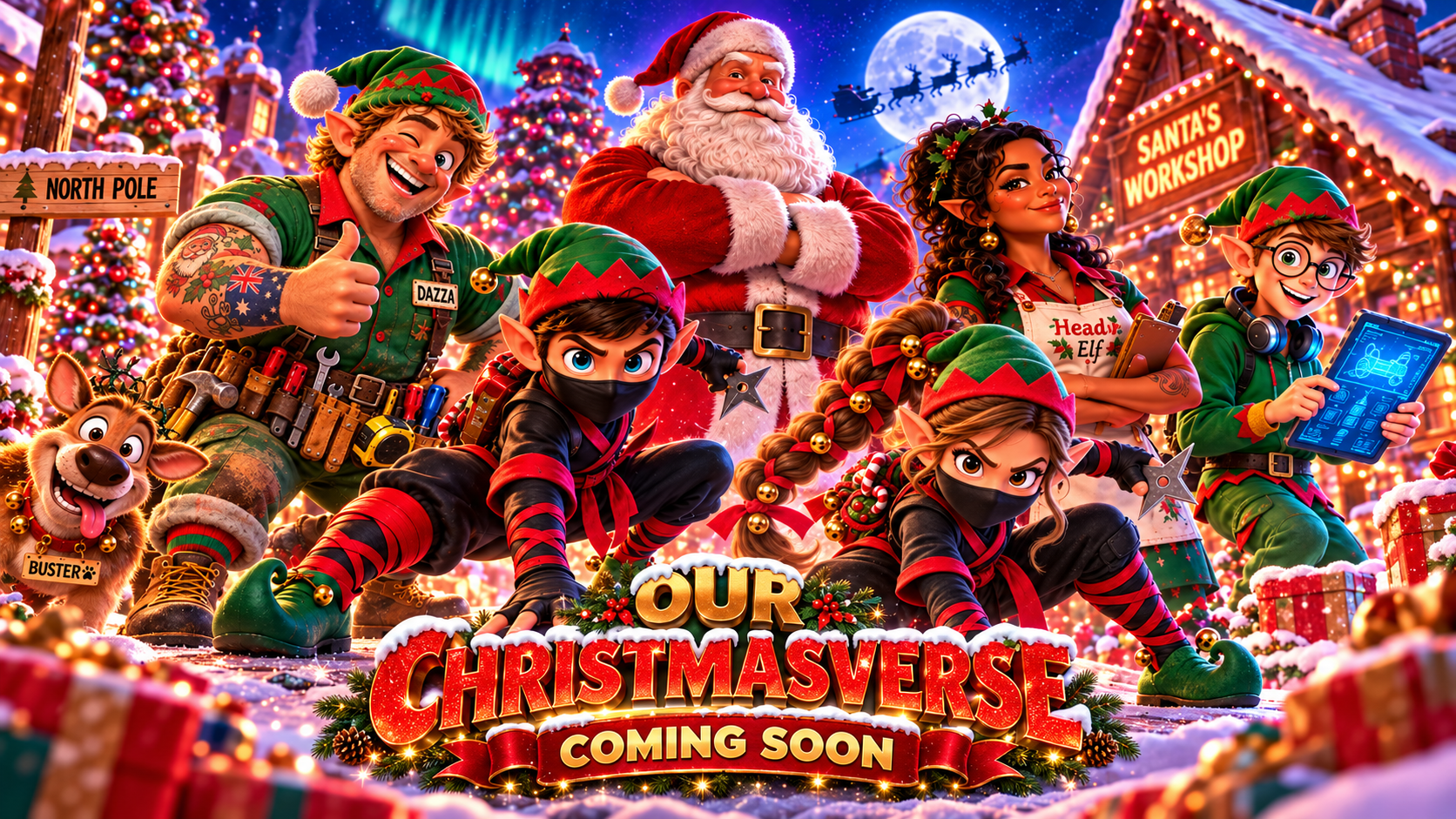 Our ChristmasVerse — Coming Soon, a first look at Santa and the Christmas workshop team