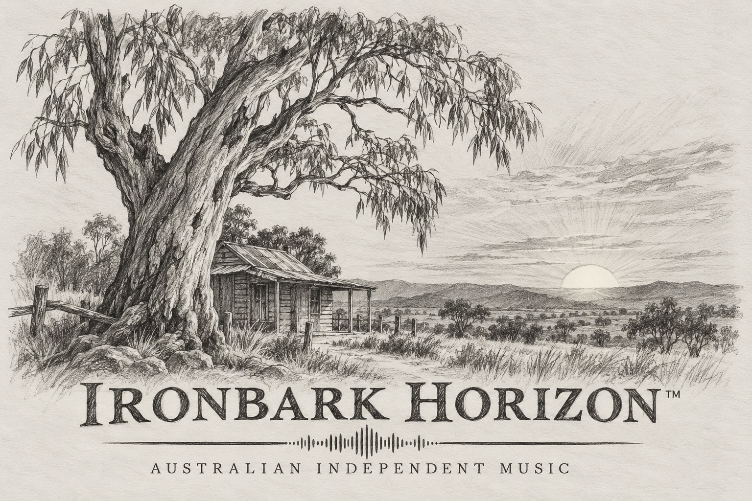 Rustic Australian Sketch Ironbark Horizon logo